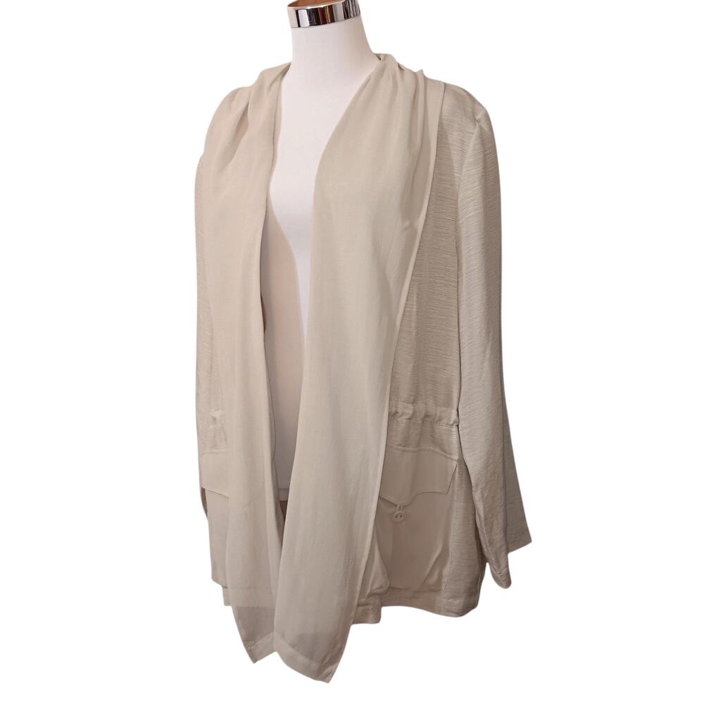 CHICO'S 3 Silk Linen Dressy Open Jacket Topper XL Pockets Event Career Travel - Picture 6 of 15